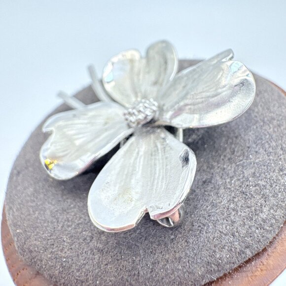 VTG Sterling Silver 925 Four Leaf Clover Textured Brooch Size 1" Length - Picture 2 of 11